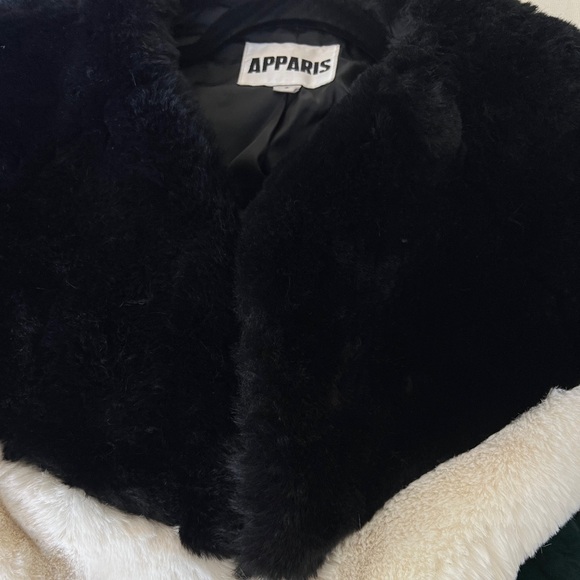 NWOT Apparis Brigitte color lock faux fur soft chic jacket S | black green white - Picture 6 of 6